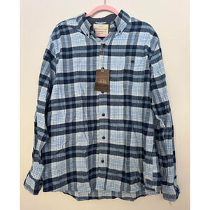 Original Weatherproof Plaid Button Down Shirt Mens L Blue Black Long Sleeve NWT
